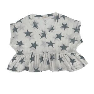 Altar’d State White Short Sleeve Crop Gray Star Top Size Small Women’s